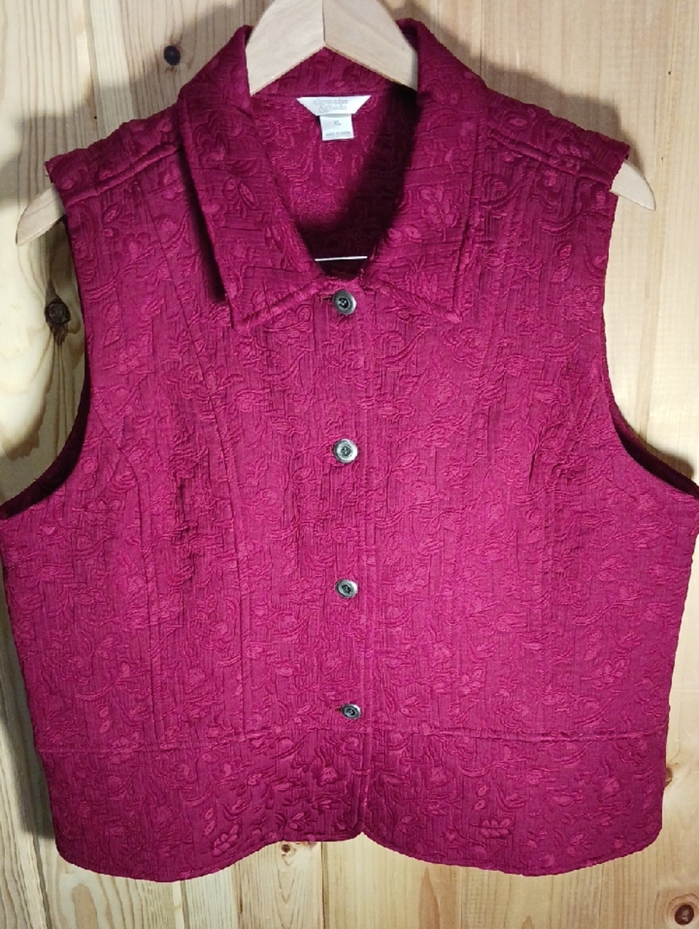 Christopher & Banks Burgundy Jacquard Women's Vest